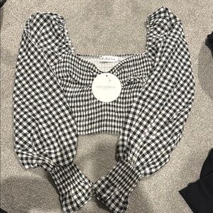 NWT Black and White Gingham Women's Crop Top